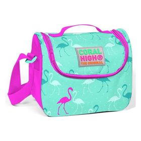 Coral High Yeşil Flamingo Desenli Termoslu Beslenme Çantası