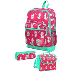 Coral High Yeşil Kuzu Desenli Beslenme Çantası + Okul Çantası + Kalemlik