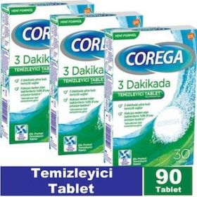 Corega 3 Dakikada Diş Protezi Temizleyici 3x30'lu Tablet
