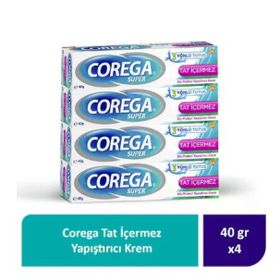 Corega 40 gr 4 Adet Gün Boyu Güçlü Tutuş Tat İçermez Diş Protez Yapıştırıcı Krem