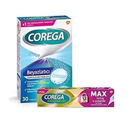 Corega Diş Protezi Beyazlatıcı 30 Tablet+Protez 40 gr Yapıştırıcı Krem
