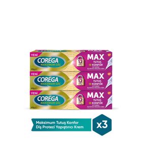 Corega Maksimum Tutuş ve Konfor 40 g x 3 Adet Diş Protezi Yapıştırıcı Krem
