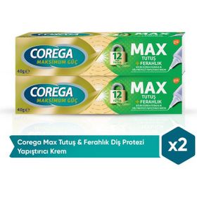Corega Max Tutuş Ferahlık 2x40 gr Diş Protezi Yapıştırıcı Krem