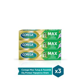 Corega Max Tutuş Ferahlık 3x40 gr Diş Protezi Yapıştırıcı Krem