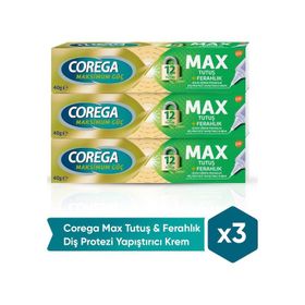 Corega Max Tutuş Ferahlık 3x40 gr Diş Protezi Yapıştırıcı Krem