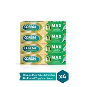 Corega Max Tutuş Ferahlık 4x40 gr Diş Protezi Yapıştırıcı Krem