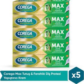 Corega Max Tutuş Ferahlık 5x40 gr Diş Protezi Yapıştırıcı Krem