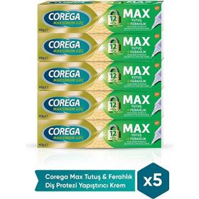 Corega Max Tutuş Ferahlık 5x40 gr Diş Protezi Yapıştırıcı Krem