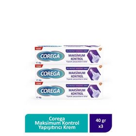 Corega Maximum Kontrol 3x40 gr Diş Protezi Yapıştırıcı Krem
