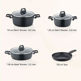 Cornella Cook 7 Parça Siyah Granit Tencere Seti