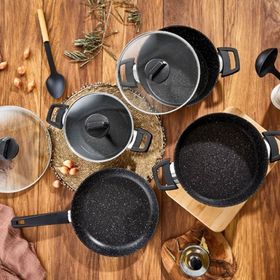 Cornella Cook 7 Parça Siyah Granit Tencere Seti