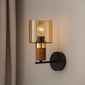 Correx Simurg 30 cm Bal Siyah Ahşap Detaylı Camlı Aplik