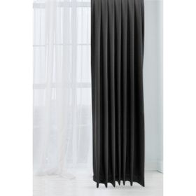 Cortibo Alaska Keten Siyah Tek Kanat Pilesiz 80x250 cm Fon Perde