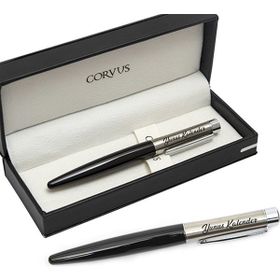 Corvus Siyah Mat Krom Elegans İsme Özel Dolma Kalem