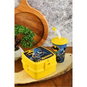 Cosiness Batman İki Katlı Beslenme Kutusu+400 ML Kapaklı Pipetli Bardak
