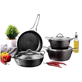 Cosiness Black Granit 7 Parça Tava Tencere Seti