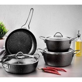 Cosiness Black Granit 7 Parça Tava Tencere Seti