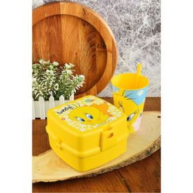 Cosiness Tweety İki Katlı Beslenme Kutusu+ 400 ML Pipetli Bardak