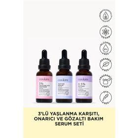 Coskim 3’lü Kırışıklık Önlemeye Yardımcı Yaşlanma Karşıtı ve Göz Altı Bakım Sağlayan Serum Seti