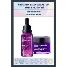 Cosmogenesis Labs Canlandırıcı Onarıcı Sıkılaştırıcı 30 ml Retinol Serum + 50 ml A Vitamini Maske Yaşlanma Karşıtı Set