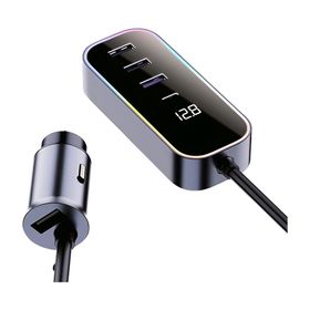 Cosmostech Araba Cakmak Şarj Cihazı 105W 5 Portlu Süper Hızlı Fast Car Charger Type-C - 4 Usb Kablo