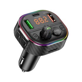 Cosmostech Car T86M Araç Fm Transmitter 5.0 Bluetooth Araç Kiti Hızlı 20W Şarj QC3.0 Çift USB Mp3 Sd Kart Çakmaklık Girişli Oto Müzik Çalar