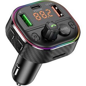 Cosmostech Car T86M Araç Fm Transmitter 5.0 Bluetooth Araç Kiti Hızlı 20W Şarj QC3.0 Çift USB Mp3 Sd Kart Çakmaklık Girişli Oto Müzik Çalar