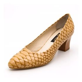Costo Shoes 1023 Taba Anakonda Kadın Topuklu Ayakkabı