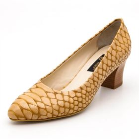 Costo Shoes 1023 Taba Anakonda Kadın Topuklu Ayakkabı