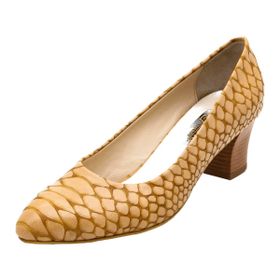 Costo Shoes 1023 Taba Anakonda Kadın Topuklu Ayakkabı
