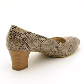 Costo Shoes 1023 Yılan Vizon Kadın Topuklu Ayakkabı