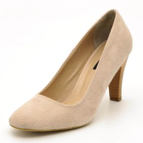 Costo Shoes 1071 Krem Süet Kadın Topuklu Ayakkabı