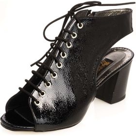 Costo Shoes 17428 Siyah Rugan Topuklu Büyük Numara Kadın Ayakkabıları
