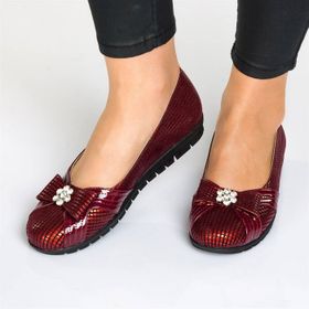 Costo Shoes 18539 Bordo Damla Baskı Büyük Numara Babet