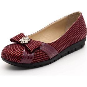 Costo Shoes 18539 Bordo Damla Baskı Büyük Numara Babet