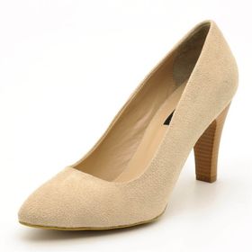 Costo Shoes 1923 Bej Süet Kadın Topuklu Ayakkabı
