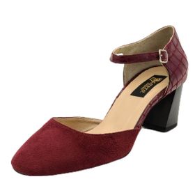 Costo Shoes 9797 Bordo Süet Kadın Topuklu Ayakkabı