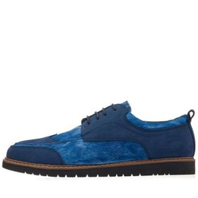 Costo Shoes AB1386 45-46-47-48-49-50 Kot Mavi Nubuk Çift Katlı Büyük Numara Dana Derisi Rahat Geniş Kalıp Üst Kalite Erkek Spor Ayakkabı