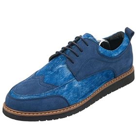 Costo Shoes AB1386 45-46-47-48-49-50 Kot Mavi Nubuk Çift Katlı Büyük Numara Dana Derisi Rahat Geniş Kalıp Üst Kalite Erkek Spor Ayakkabı
