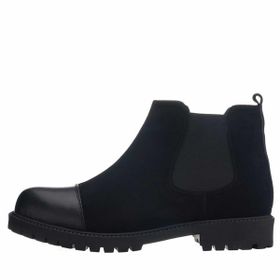 Costo Shoes GG1284 Siyah Süet Garnili Dana Derisi Rahat Geniş Kalıp Erkek Bot