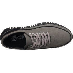 Costo Shoes GG1318 Gri-Siyah Dana Nubuk Kauçuk Taban Rahat Geniş Kalıp Büyük Numara 4 Mevsim Erkek Ayakkabısı