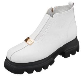 Costo Shoes GS1313 Beyaz Rahat Şık Hafif Eva Taban Extra Geniş Rahat Kalıp Dana Derisi Kadın Bot