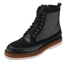 Costo Shoes İriadam ZM402 Siyah Deri Siyah Süet Rahat Geniş Kalıp Hafif Eva Taban Premium Serisi Erkek Bot