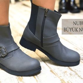 Costo Shoes K313-1 Gri Deri Kadın Bot