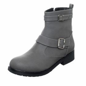 Costo Shoes K313-1 Gri Deri Kadın Bot