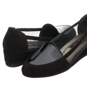 Costo Shoes K8518 41-42-43-44 Siyah Süet Rugan Detaylı Fileli Feta Özel Seri Büyük Numara Kadın Ayakkabı