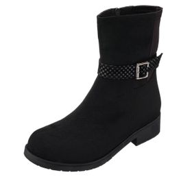 Costo Shoes LTF78 Siyah Rahat Geniş Kalıp Süet Kadın Bot