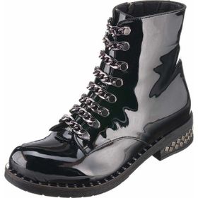 Costo Shoes MF1720 Siyah Rugan Deri Sıcak Astar Kauçuk Esnek Dişli Taban Büyük Numara Kadın Bot