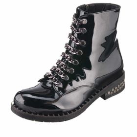Costo Shoes MF1720 Siyah Rugan Deri Sıcak Astar Kauçuk Esnek Dişli Taban Büyük Numara Kadın Bot