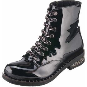 Costo Shoes MF1720 Siyah Rugan Deri Sıcak Astar Kauçuk Esnek Dişli Taban Büyük Numara Kadın Bot
